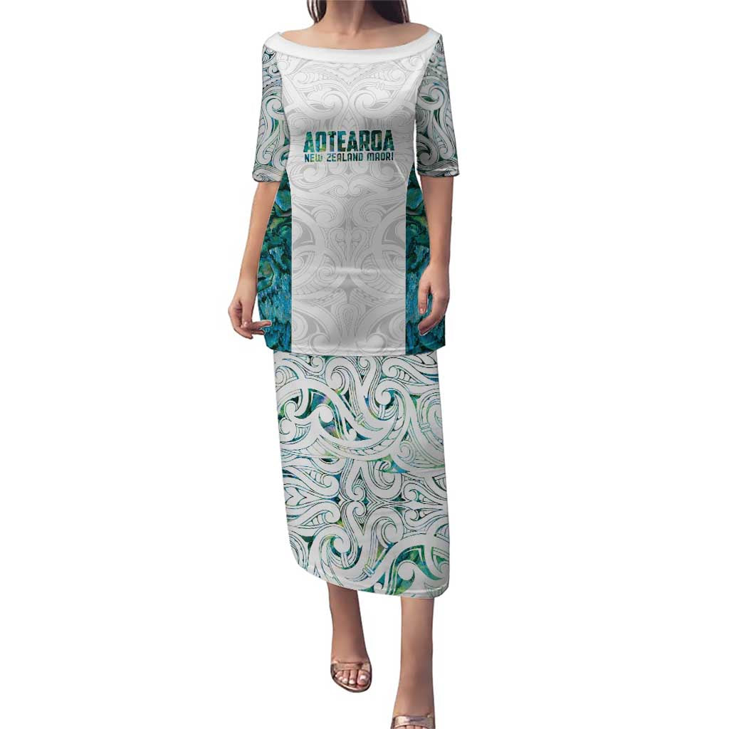 Custom New Zealand Aotearoa Puletasi Green Maori Paua Shell Indigenous - Polynesian Pride