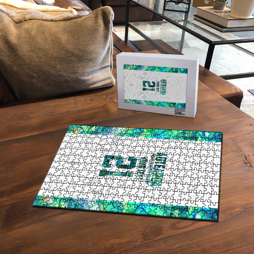 Custom New Zealand Aotearoa Puzzle Green Maori Paua Shell Indigenous - Polynesian Pride