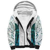 Custom New Zealand Aotearoa Sherpa Hoodie Green Maori Paua Shell Indigenous - Polynesian Pride