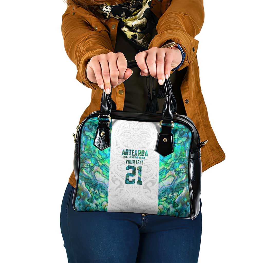 Custom New Zealand Aotearoa Shoulder Handbag Green Maori Paua Shell Indigenous - Polynesian Pride