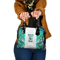 Custom New Zealand Aotearoa Shoulder Handbag Green Maori Paua Shell Indigenous - Polynesian Pride