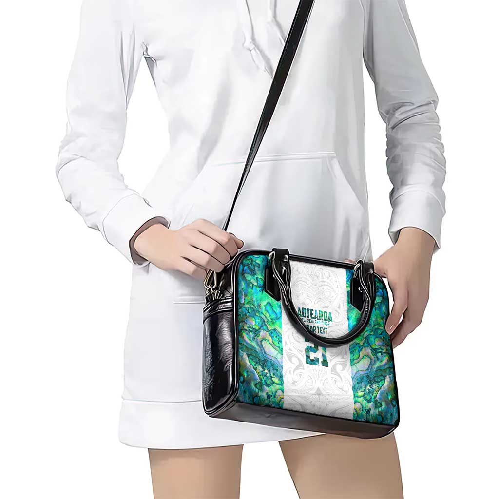 Custom New Zealand Aotearoa Shoulder Handbag Green Maori Paua Shell Indigenous - Polynesian Pride
