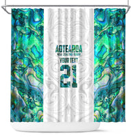Custom New Zealand Aotearoa Shower Curtain Green Maori Paua Shell Indigenous - Polynesian Pride