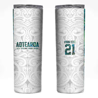 Custom New Zealand Aotearoa Skinny Tumbler Green Maori Paua Shell Indigenous - Polynesian Pride