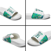 Custom New Zealand Aotearoa Slide Sandals Green Maori Paua Shell Indigenous - Polynesian Pride