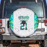 Custom New Zealand Aotearoa Spare Tire Cover Green Maori Paua Shell Indigenous - Polynesian Pride