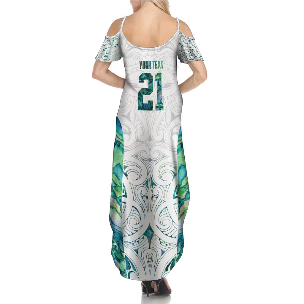Custom New Zealand Aotearoa Summer Maxi Dress Green Maori Paua Shell Indigenous - Polynesian Pride