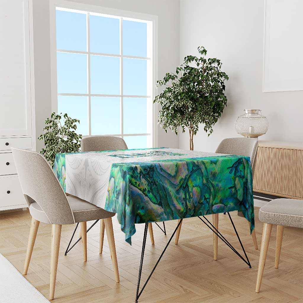 Custom New Zealand Aotearoa Tablecloth Green Maori Paua Shell Indigenous - Polynesian Pride