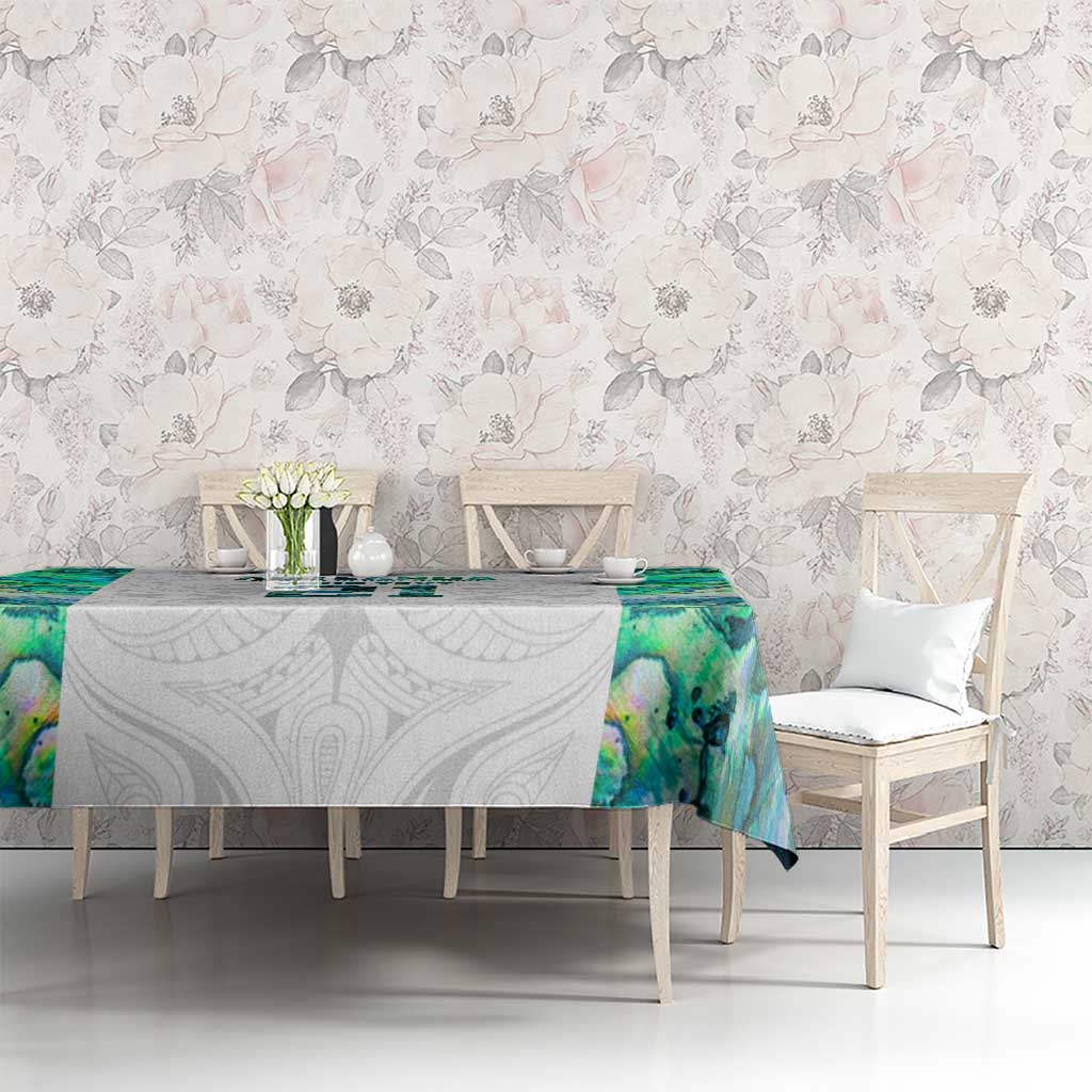 Custom New Zealand Aotearoa Tablecloth Green Maori Paua Shell Indigenous - Polynesian Pride