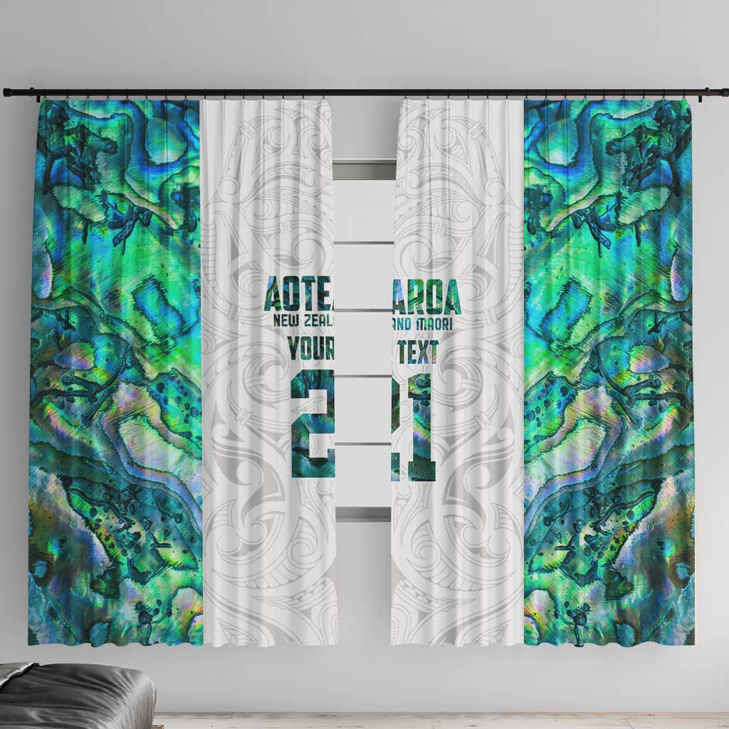 Custom New Zealand Aotearoa Window Curtain Green Maori Paua Shell Indigenous - Polynesian Pride