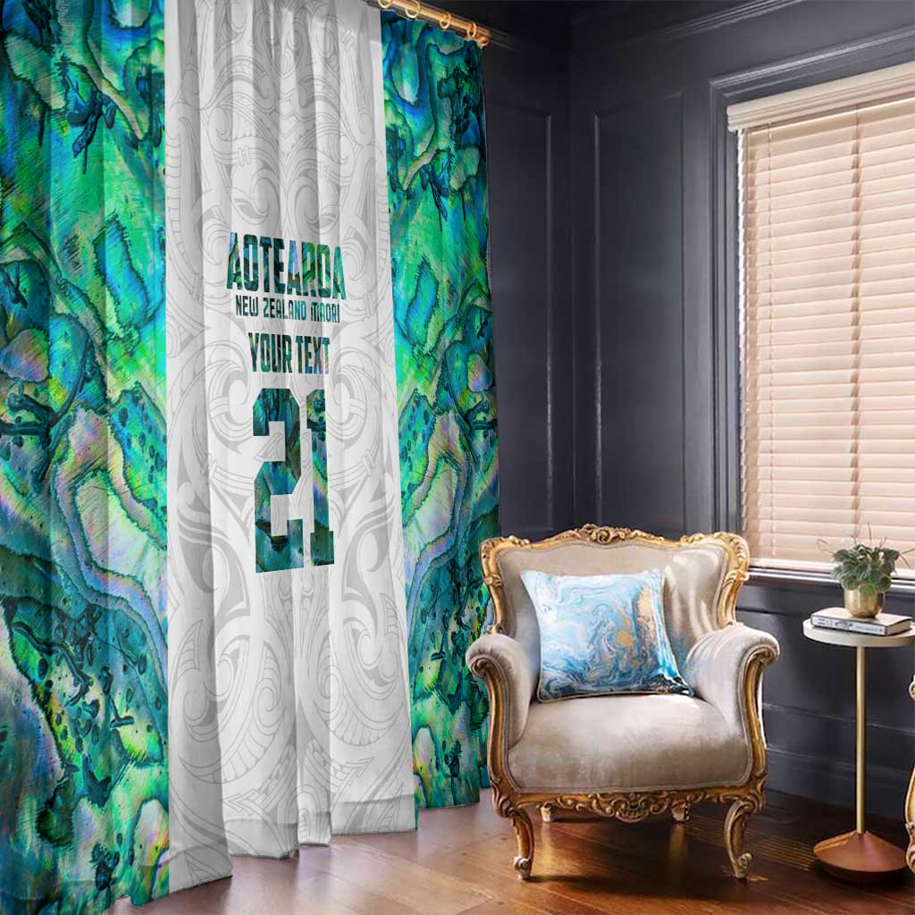 Custom New Zealand Aotearoa Window Curtain Green Maori Paua Shell Indigenous - Polynesian Pride