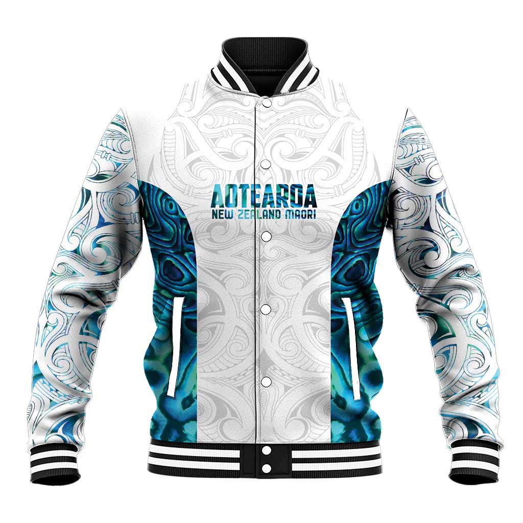 Custom New Zealand Aotearoa Baseball Jacket Maori Paua Shell Indigenous - Polynesian Pride