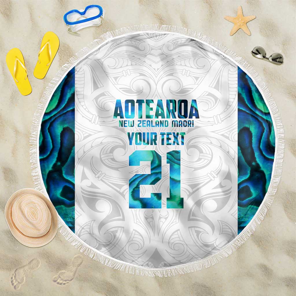 Custom New Zealand Aotearoa Beach Blanket Maori Paua Shell Indigenous - Polynesian Pride