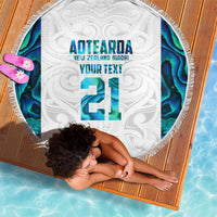 Custom New Zealand Aotearoa Beach Blanket Maori Paua Shell Indigenous - Polynesian Pride