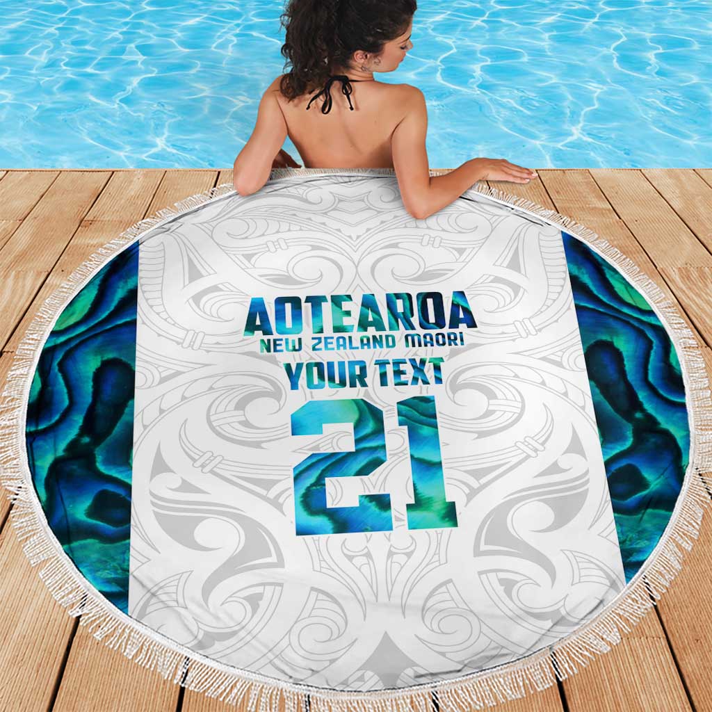 Custom New Zealand Aotearoa Beach Blanket Maori Paua Shell Indigenous - Polynesian Pride
