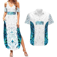 Custom New Zealand Aotearoa Couples Matching Summer Maxi Dress and Hawaiian Shirt Maori Paua Shell Indigenous - Polynesian Pride