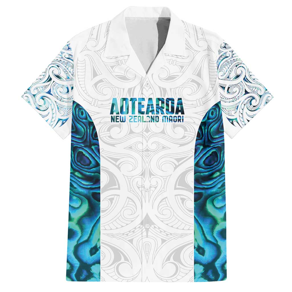 Custom New Zealand Aotearoa Family Matching Long Sleeve Bodycon Dress and Hawaiian Shirt Maori Paua Shell Indigenous LT9 Dad's Shirt - Short Sleeve Blue - Polynesian Pride