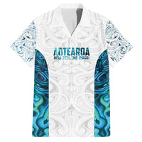 Custom New Zealand Aotearoa Family Matching Long Sleeve Bodycon Dress and Hawaiian Shirt Maori Paua Shell Indigenous LT9 Dad's Shirt - Short Sleeve Blue - Polynesian Pride