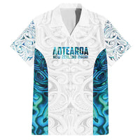 Custom New Zealand Aotearoa Family Matching Off Shoulder Short Dress and Hawaiian Shirt Maori Paua Shell Indigenous - Polynesian Pride
