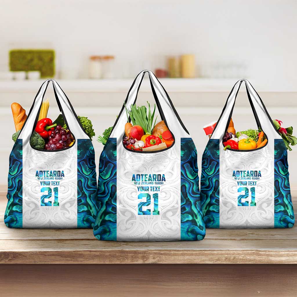 Custom New Zealand Aotearoa Grocery Bag Maori Paua Shell Indigenous - Polynesian Pride