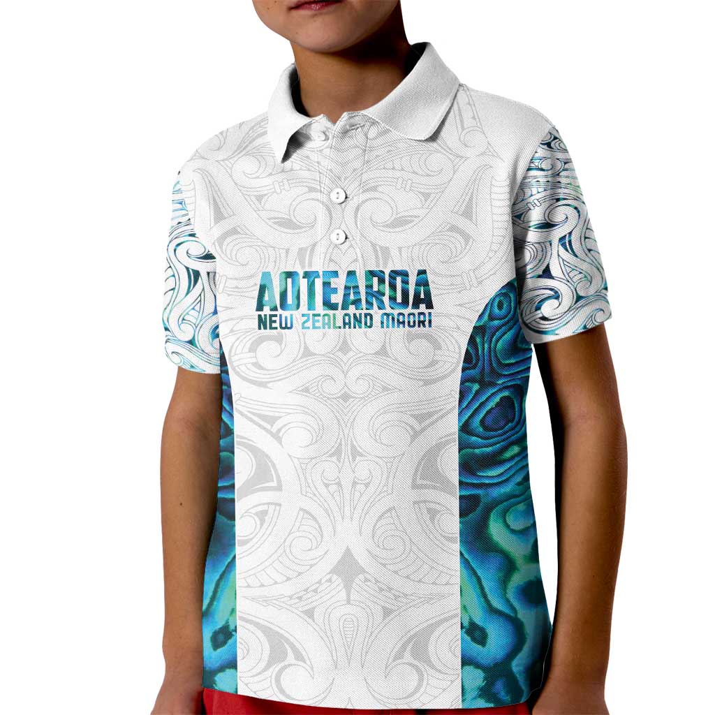 Custom New Zealand Aotearoa Kid Polo Shirt Maori Paua Shell Indigenous - Polynesian Pride