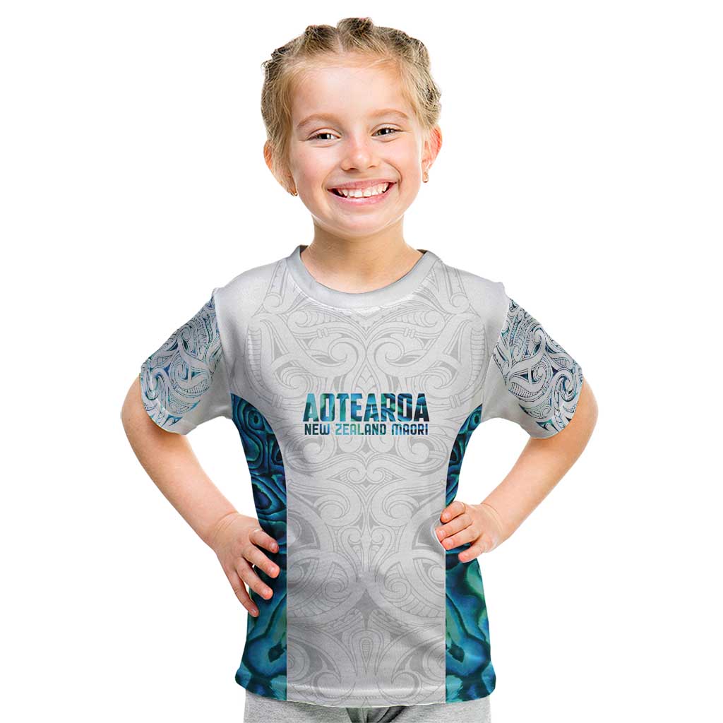 Custom New Zealand Aotearoa Kid T Shirt Maori Paua Shell Indigenous - Polynesian Pride