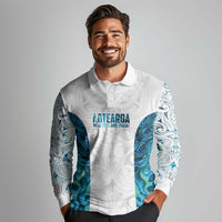 Custom New Zealand Aotearoa Long Sleeve Polo Shirt Maori Paua Shell Indigenous - Polynesian Pride