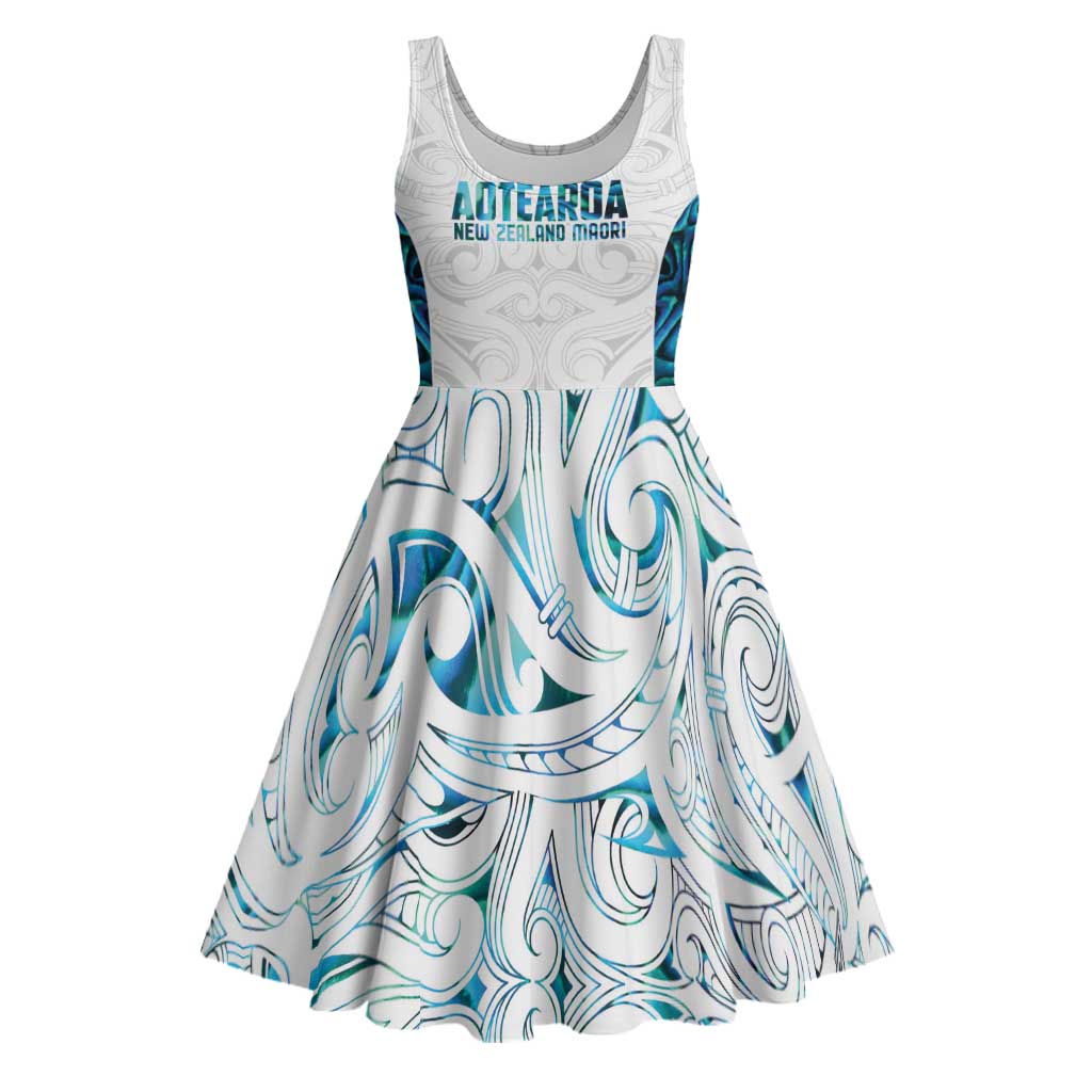 Custom New Zealand Aotearoa Midi Dress Maori Paua Shell Indigenous - Polynesian Pride