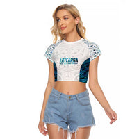 Custom New Zealand Aotearoa Raglan Cropped T Shirt Maori Paua Shell Indigenous - Polynesian Pride