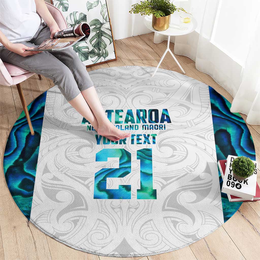 Custom New Zealand Aotearoa Round Carpet Maori Paua Shell Indigenous - Polynesian Pride