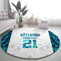Custom New Zealand Aotearoa Round Carpet Maori Paua Shell Indigenous - Polynesian Pride