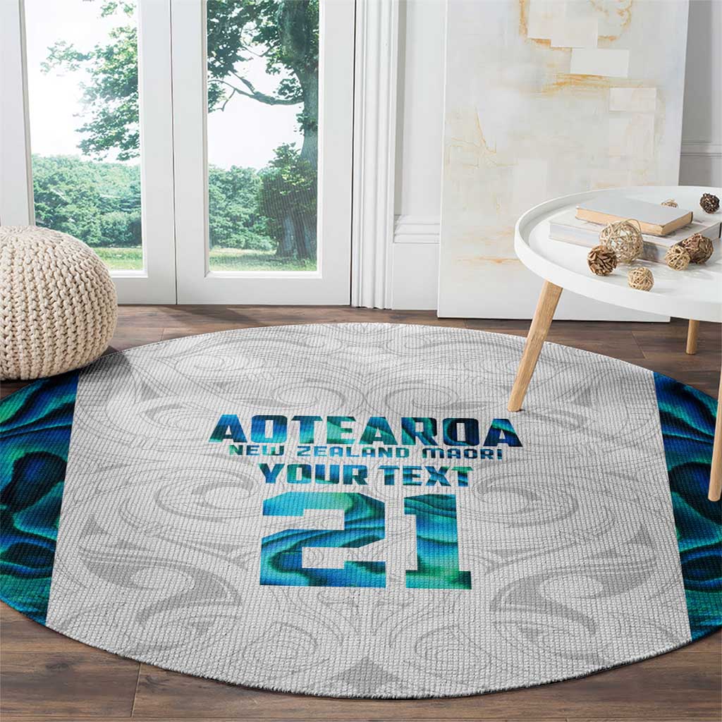 Custom New Zealand Aotearoa Round Carpet Maori Paua Shell Indigenous - Polynesian Pride