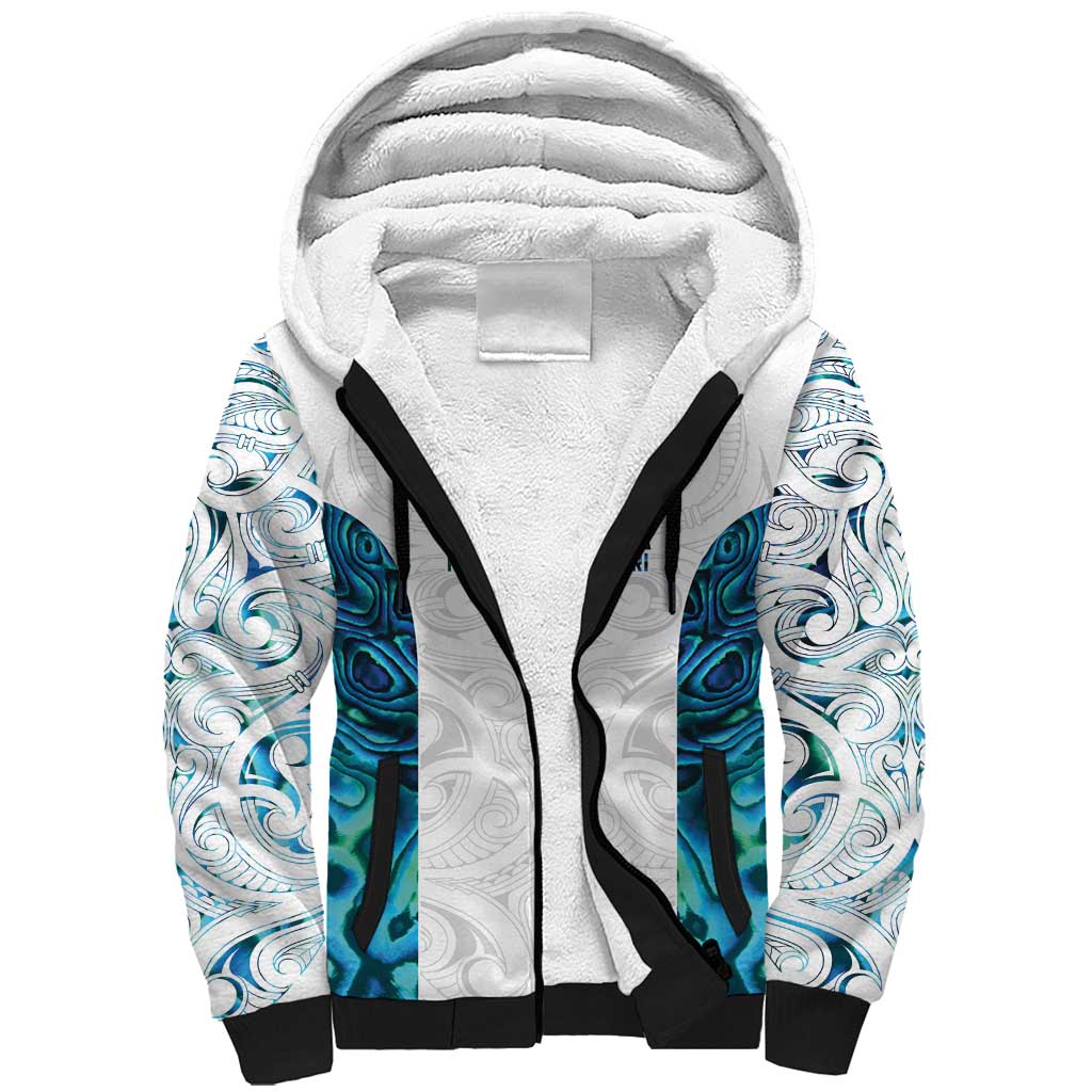 Custom New Zealand Aotearoa Sherpa Hoodie Maori Paua Shell Indigenous - Polynesian Pride