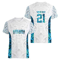 Custom New Zealand Aotearoa Women V-Neck T-Shirt Maori Paua Shell Indigenous - Polynesian Pride