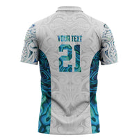 Custom New Zealand Aotearoa Zipper Polo Shirt Maori Paua Shell Indigenous - Polynesian Pride