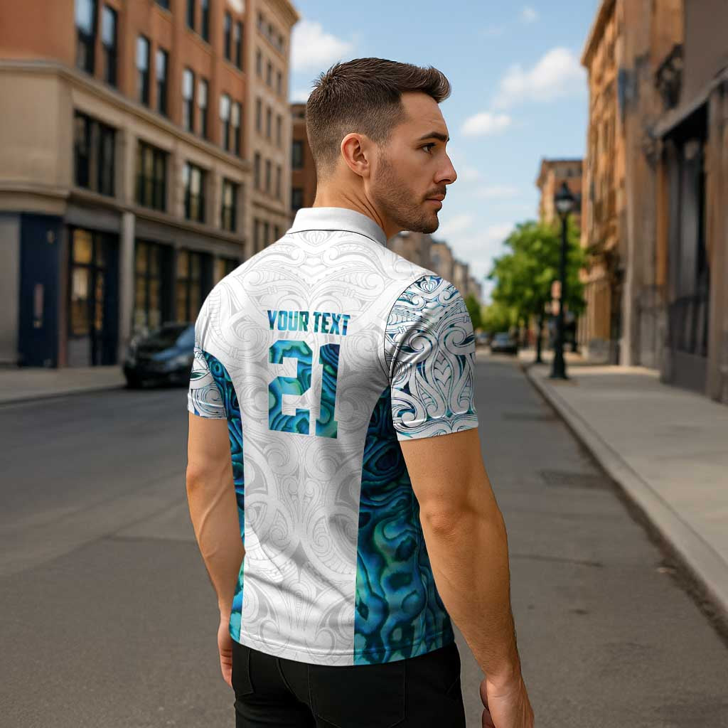 Custom New Zealand Aotearoa Zipper Polo Shirt Maori Paua Shell Indigenous - Polynesian Pride