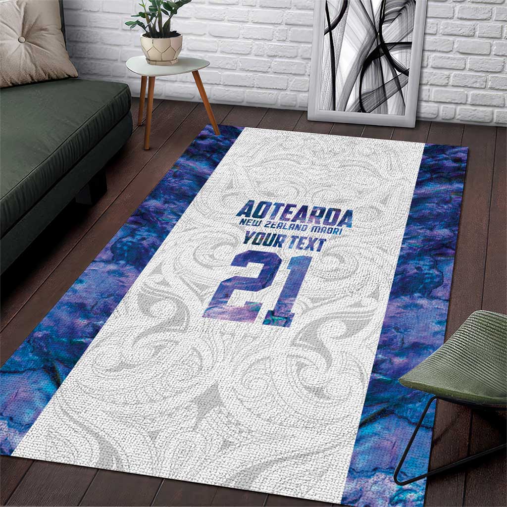 Custom New Zealand Aotearoa Area Rug Purple Maori Paua Shell Indigenous - Polynesian Pride