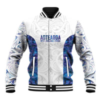 Custom New Zealand Aotearoa Baseball Jacket Purple Maori Paua Shell Indigenous - Polynesian Pride