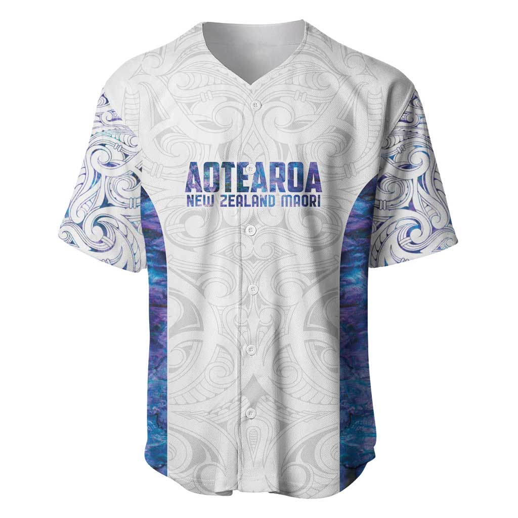 Custom New Zealand Aotearoa Baseball Jersey Purple Maori Paua Shell Indigenous - Polynesian Pride