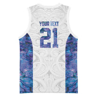 Custom New Zealand Aotearoa Basketball Jersey Purple Maori Paua Shell Indigenous - Polynesian Pride