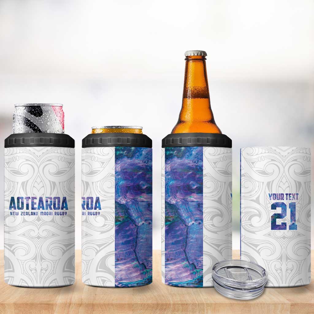 Custom New Zealand Aotearoa 4 in 1 Can Cooler Tumbler Purple Maori Paua Shell Indigenous - Polynesian Pride