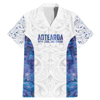 Custom New Zealand Aotearoa Family Matching Mermaid Dress and Hawaiian Shirt Purple Maori Paua Shell Indigenous LT9 Dad's Shirt - Short Sleeve Purple - Polynesian Pride