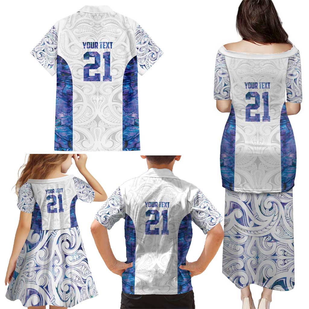 Custom New Zealand Aotearoa Family Matching Puletasi and Hawaiian Shirt Purple Maori Paua Shell Indigenous - Polynesian Pride