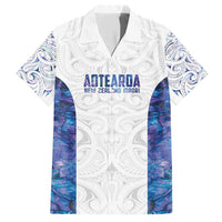 Custom New Zealand Aotearoa Family Matching Short Sleeve Bodycon Dress and Hawaiian Shirt Purple Maori Paua Shell Indigenous LT9 Dad's Shirt - Short Sleeve Purple - Polynesian Pride
