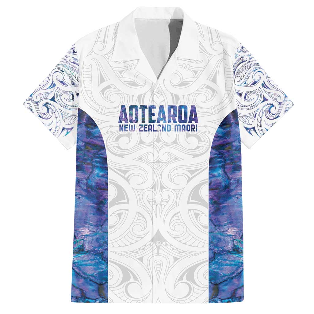 Custom New Zealand Aotearoa Family Matching Tank Maxi Dress and Hawaiian Shirt Purple Maori Paua Shell Indigenous - Polynesian Pride