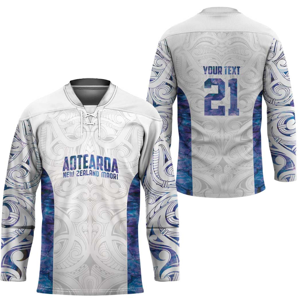 Custom New Zealand Aotearoa Hockey Jersey Purple Maori Paua Shell Indigenous - Polynesian Pride