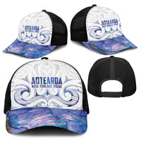 New Zealand Aotearoa Mesh Trucker Cap Purple Maori Papua Shell Indigenous - Polynesian Pride