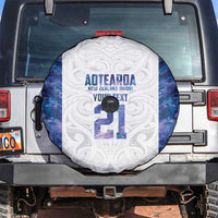 Custom New Zealand Aotearoa Spare Tire Cover Purple Maori Paua Shell Indigenous - Polynesian Pride