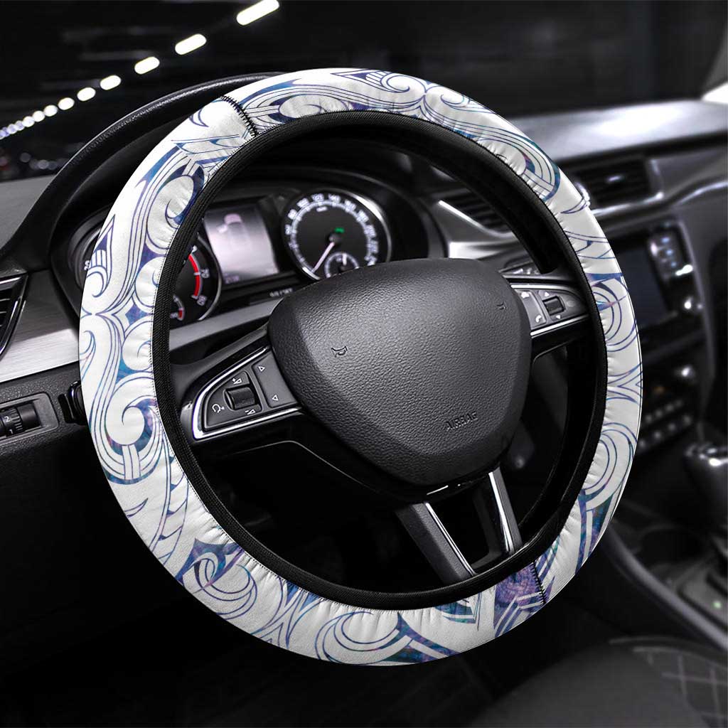 New Zealand Aotearoa Steering Wheel Cover Purple Maori Paua Shell Indigenous - Polynesian Pride