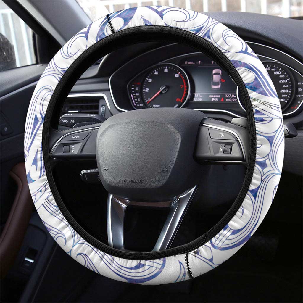 New Zealand Aotearoa Steering Wheel Cover Purple Maori Paua Shell Indigenous - Polynesian Pride